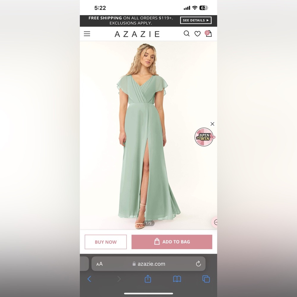 COPY - Azazie Rylee Dress in Agave Size 10